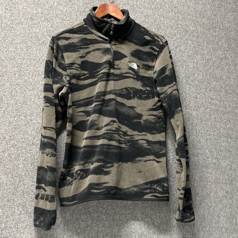 The North Face Glacier Fleece ¼ Zip-Taupe Green Camo Print Men’s Size Small